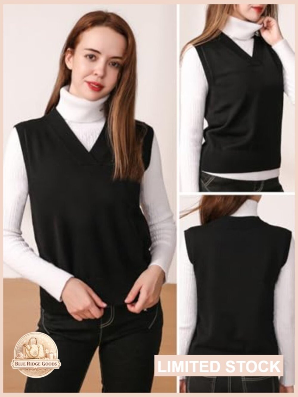 V-Neck Sweater Vest Ribbed Knit Pullover Sleeveless Classic Basic Tank Top - Picture 2 of 5